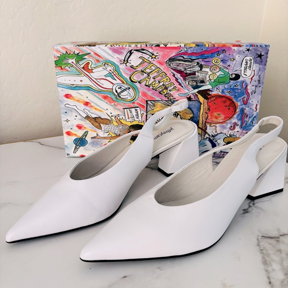 Jeffrey Campbell White Slingback Heels